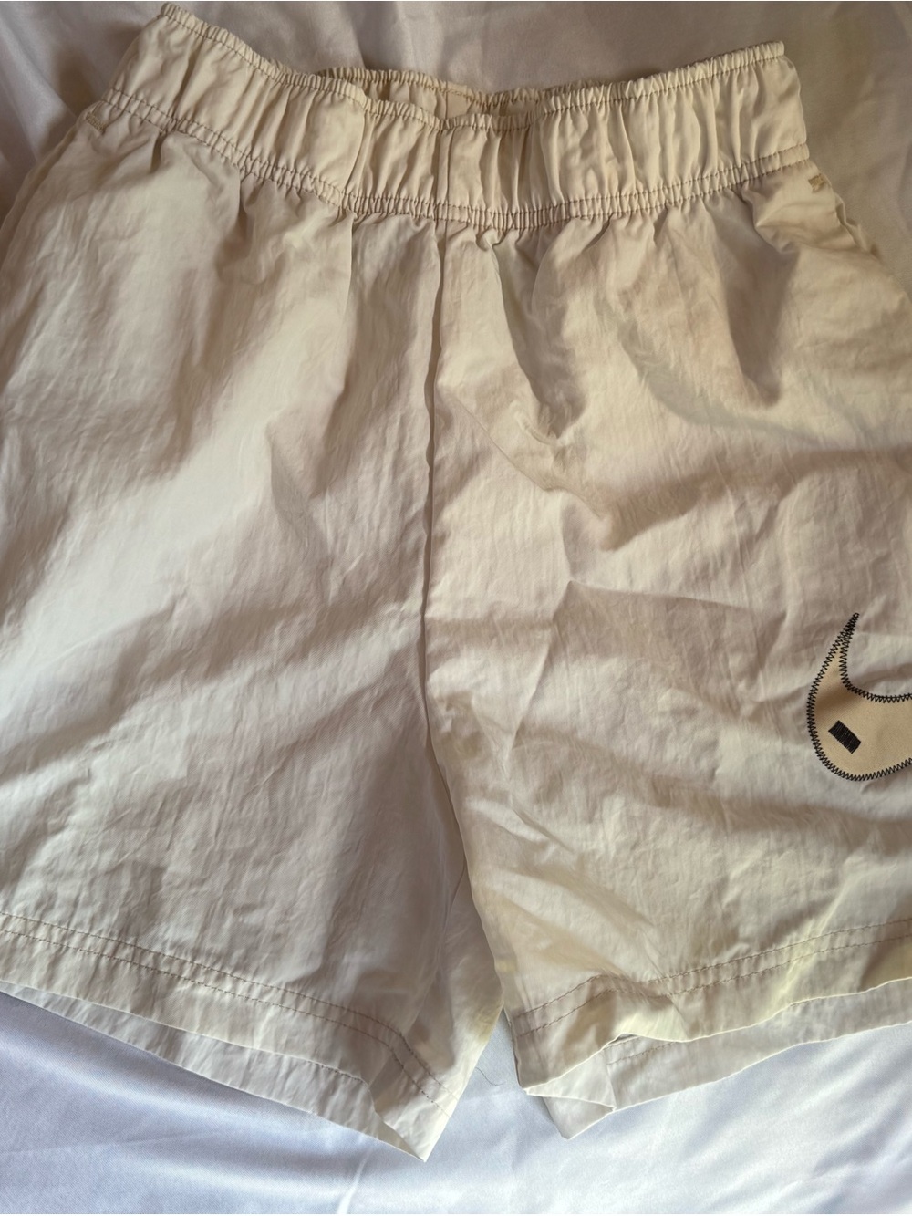 Women's Nike Cream Elastic-Waist Shorts